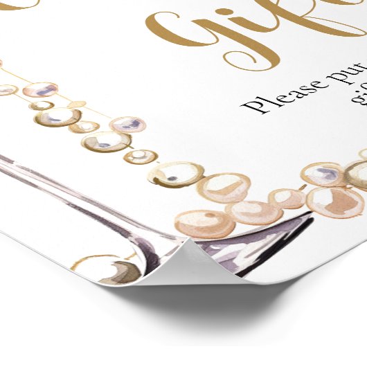 Gouden Parels en Prosecco Champagne Kaarten en ges Poster (Hoek)