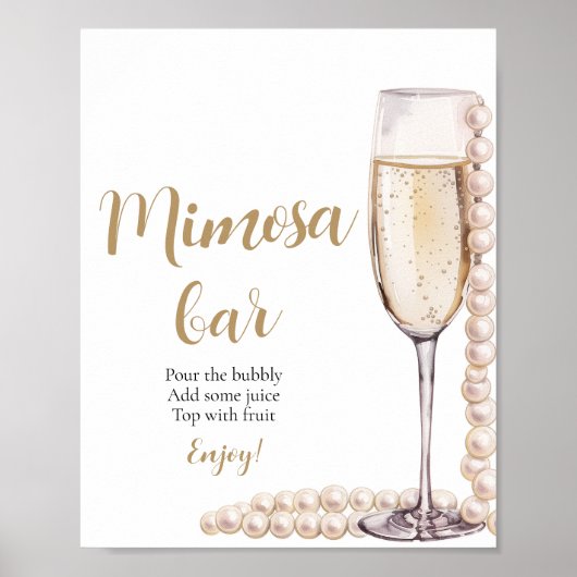 Gouden Parels en Prosecco Champagne Mimosa Bar Tek Poster (Voorkant)