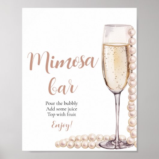 Gouden Parels en Prosecco Champagne Mimosa Bar Tek Poster (Voorkant)
