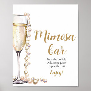 Gouden parels en Prosecco champagne Mimosa bord Poster