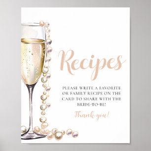 Gouden parels en Prosecco champagne recepten bord Poster