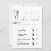 Gouden Parels en Prosecco Hij zei, Ze zei spel Kaart (Voorkant)