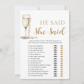 Gouden Parels en Prosecco Hij zei, Ze zei spel Kaart (Voorkant)