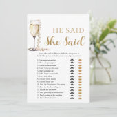 Gouden Parels en Prosecco Hij zei, Ze zei spel Kaart (Staand voorkant)
