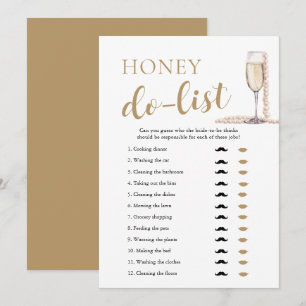 Gouden Parels en Prosecco Honing Do List Bruidsfee Kaart