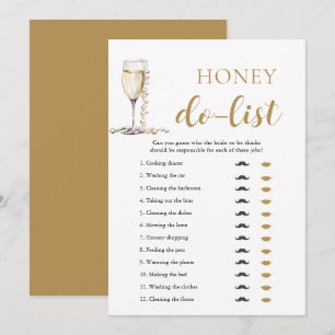 Gouden Parels en Prosecco Honing Do List Bruidsfee Kaart