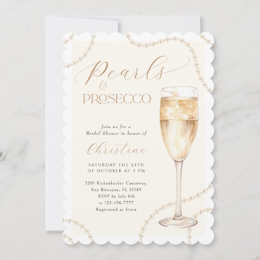 Gouden parels en Prosecco Vrijgezellenfeest Kaart (Voorkant)