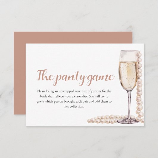 Gouden Parels en Prosecco Vrijgezellenfeest Panty Informatiekaartje (Voorkant / Achterkant)