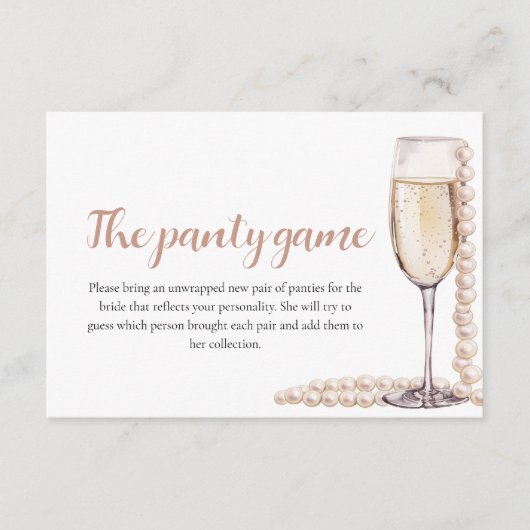 Gouden Parels en Prosecco Vrijgezellenfeest Panty Informatiekaartje (Voorkant)