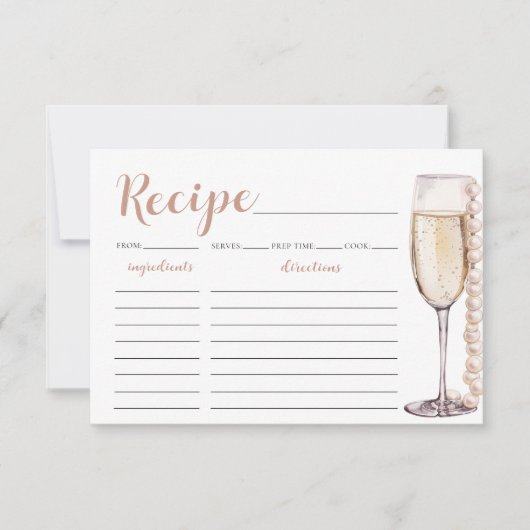 Gouden Parels en Prosecco Vrijgezellenfeest Recept Kaart (Voorkant)