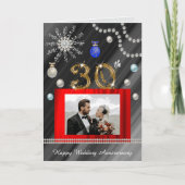 Gouden Parels Glitter Gem 30ste bruiloft Jubileum Kaart (Voorkant)