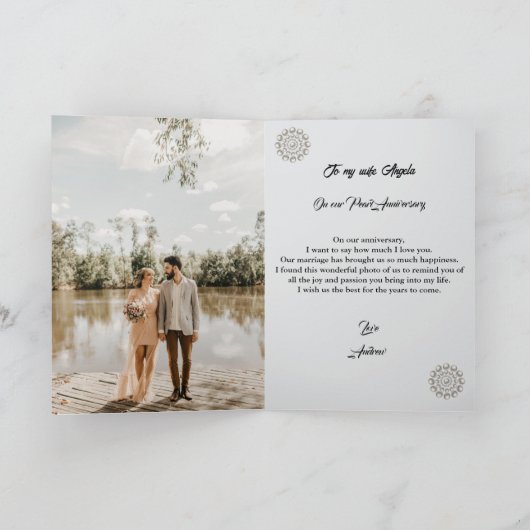 Gouden Parels Glitter Gem 30ste bruiloft Jubileum Kaart (Binnen)