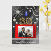 Gouden Parels Glitter Gem 30ste bruiloft Jubileum Kaart (Gele Bloem)