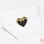 Gouden Parels Lint op Zwart Hart Sticker (Envelop)
