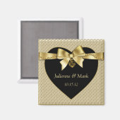 Gouden Parels Lint op Zwarte Magneet (Voorkant / Achterkant)