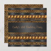 Gouden Parels Luipaard Meisjes 18e Verjaardagsfees Kaart (Voorkant / Achterkant)