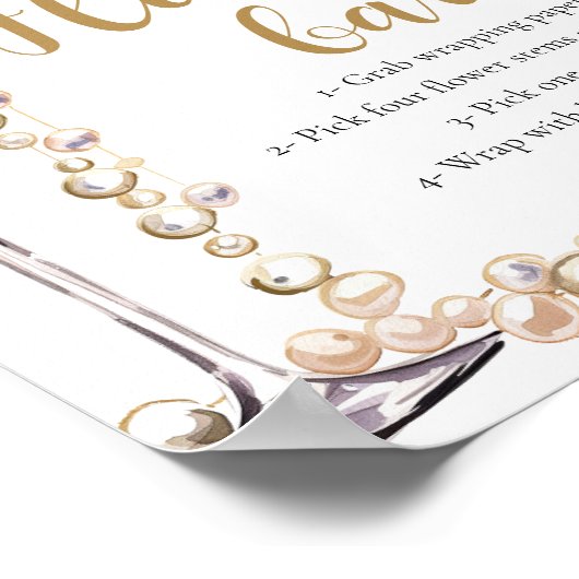 Gouden Parels & Prosecco Champagne Bloem Bar Teken Poster (Hoek)