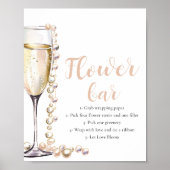 Gouden Parels & Prosecco Champagne Bloem Bar Teken Poster (Voorkant)