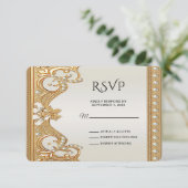Gouden  Parels Witte RSVP-kaart RSVP Kaartje (Staand voorkant)