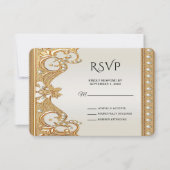 Gouden Parels Witte RSVP-kaart RSVP Kaartje (Voorkant)