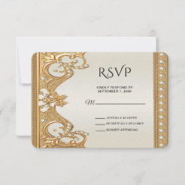 Gouden Parels Witte RSVP-kaart RSVP Kaartje