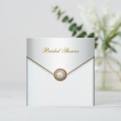 Gouden Parelwitte Bruidsuitnodiging Kaart (Staand voorkant)