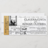 Gouden Parijs bruiloft instapkaart uitnodiging (Voorkant)