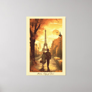 Gouden Parijse Romantiek Galerij Muur Esthetisch Canvas Afdruk