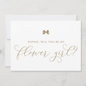 Gouden Parijse Strik Wil Je Mijn Bloemenmeisje Zij Kaart (Voorkant)
