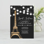 Gouden Paris Eiffeltoren Glitter Lights Sweet 16 Kaart (Staand voorkant)