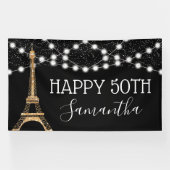 Gouden Paris Eiffeltoren Glitter Lights Sweet 16 Spandoek (Horizontaal)