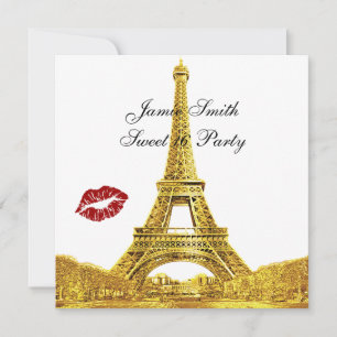 Gouden Paris Frankrijk Silhouette Kus #2 Sweet 16 Kaart