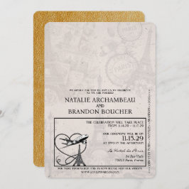 Gouden Paris Paspoort Huwelijk Kaart