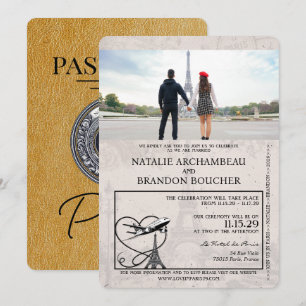 Gouden Paris Paspoort Huwelijk Kaart