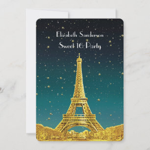Gouden Paris Silhouette #2 Turquoise Sterren Sweet Kaart