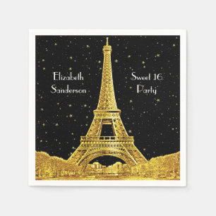 Gouden Paris Silhouette #2 Zwarte Sterren Sweet 16 Servetten