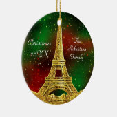 Gouden Paris Skyline #2 Kerst Sterrenhemel Keramisch Ornament (Rechts)
