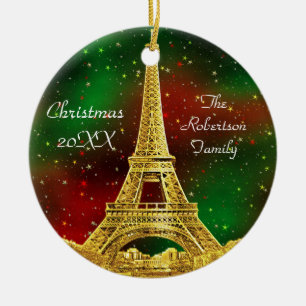 Gouden Paris Skyline #2 Kerst Sterrenhemel Keramisch Ornament