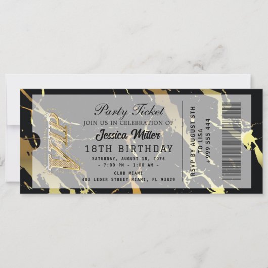 Gouden Partij Ticket Uitnodiging (Voorkant)