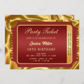 Gouden Partij Ticket Uitnodiging (Voorkant / Achterkant)