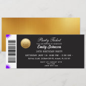 Gouden Partij Ticket Uitnodiging (Voorkant / Achterkant)