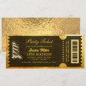 Gouden Partij Ticket Uitnodiging (Voorkant / Achterkant)