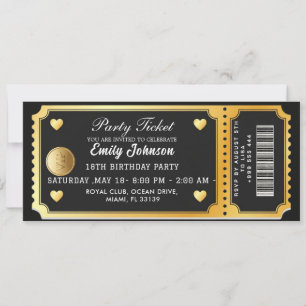 Gouden Partij Ticket Uitnodiging