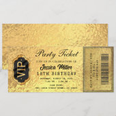 Gouden Partij Ticket Uitnodiging (Voorkant / Achterkant)