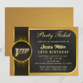 Gouden Partij Ticket Uitnodiging (Voorkant / Achterkant)