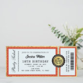 Gouden Partij Ticket Uitnodiging (Staand voorkant)