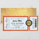 Gouden Partij Ticket Uitnodiging (Voorkant / Achterkant)
