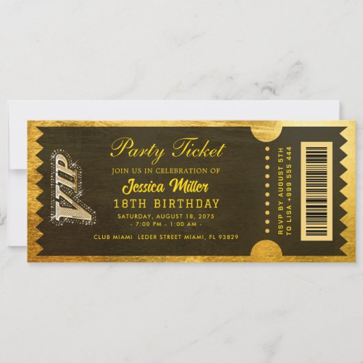 Gouden Partijkaart Uitnodiging (Voorkant)