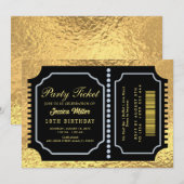 Gouden Partijticket Uitnodiging (Voorkant / Achterkant)