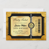 Gouden Partijticket Uitnodiging (Voorkant)
